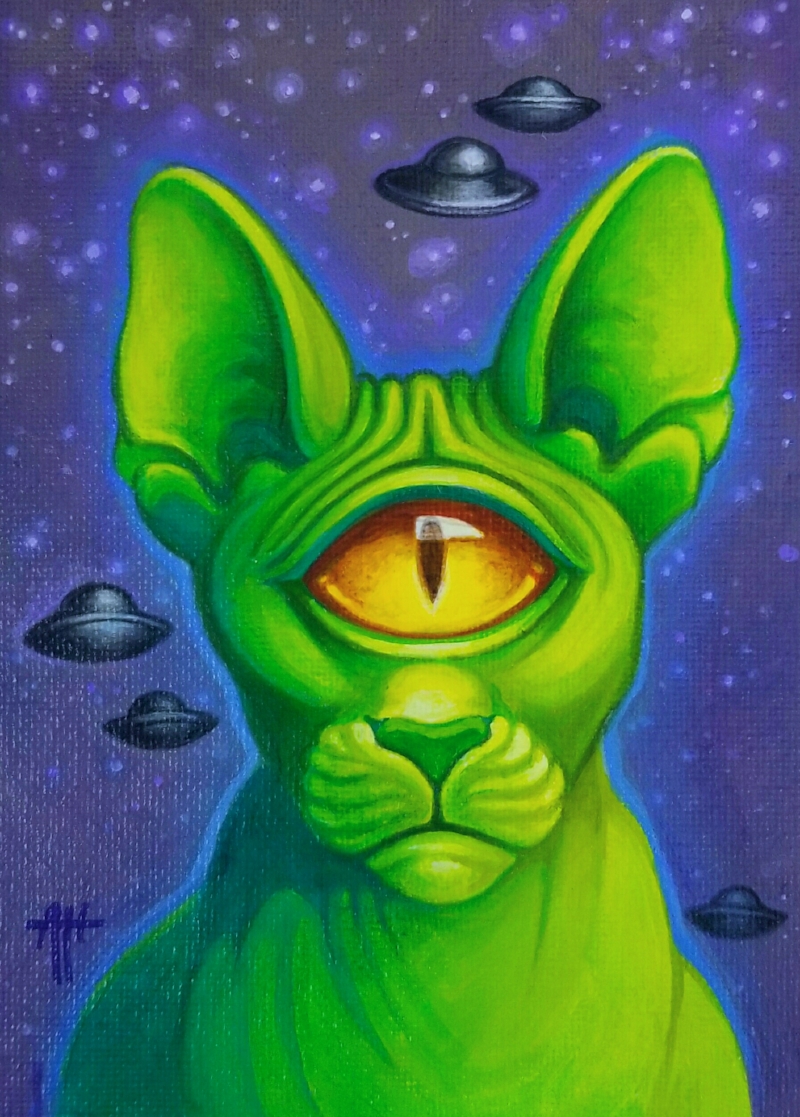 The cyclopean alien cat "Whiskers Wazowski" by Angel Hawari. 