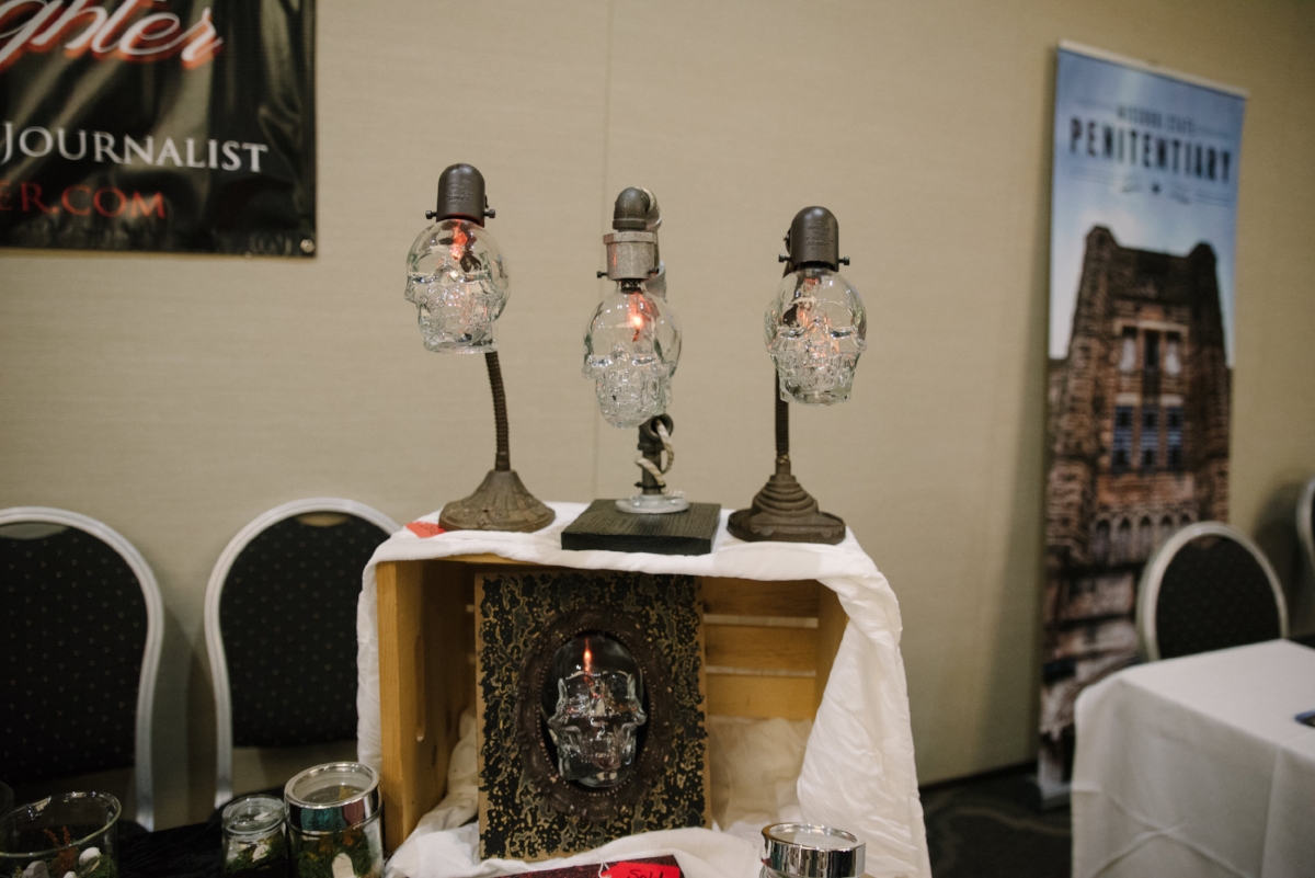 Paranormal researcher April Slaughter is also a talented artist and maker--as evidenced by these superb skull lamps.