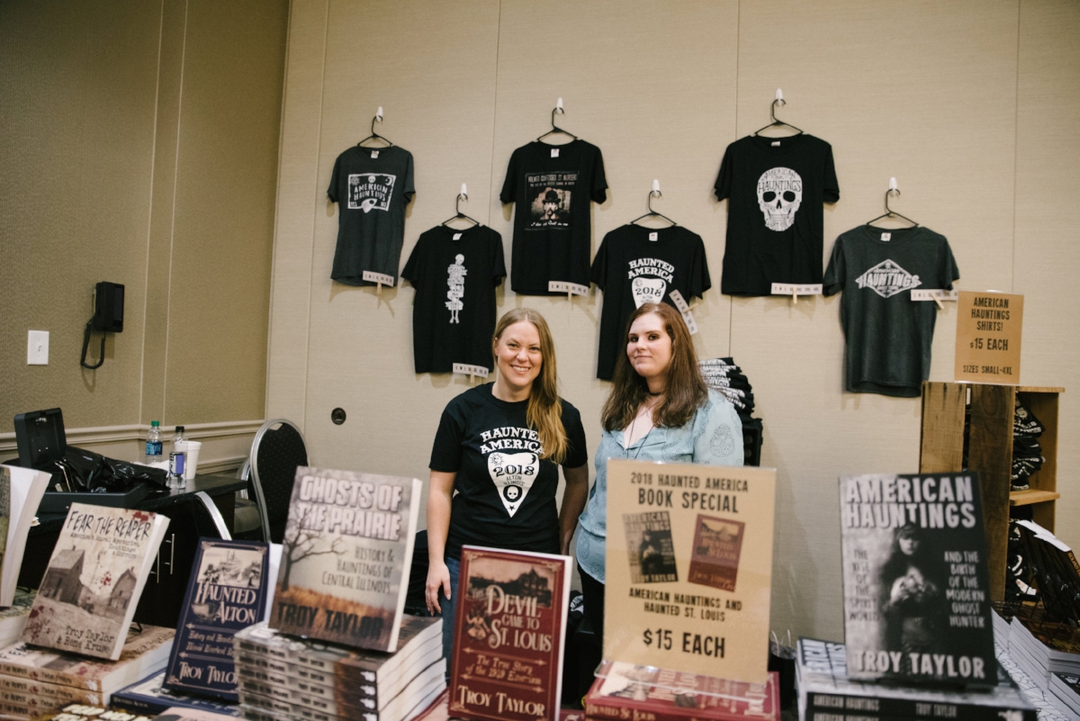Conference host Troy Taylor has authored over 120 books on ghosts, hauntings, crime and the unexplained in America--many of which were available for purchase at the conference, along with t-shirts to commemorate the event.