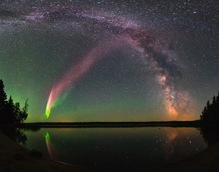 The purple streak of light seen in Canada on July 25, 2016. (Image credit: NASA)