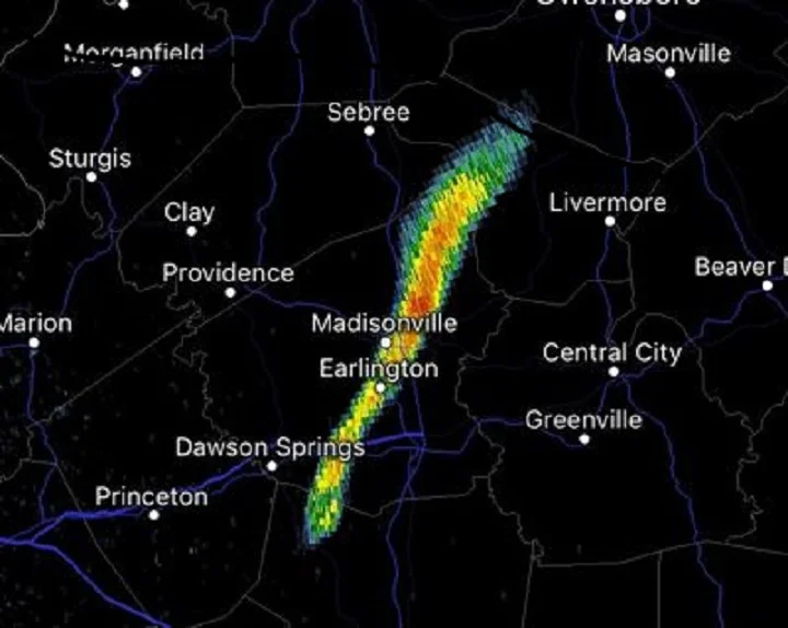 The mysterious storm-like radar returns were detected over southern Illinois and western Kentucky. (Image credit: National Weather Service)