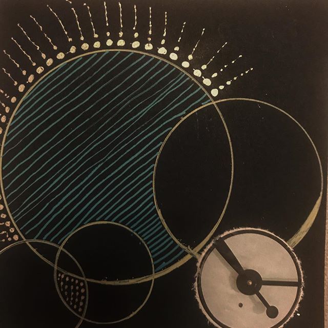#gears #2019drawings #pathofpatterns #patterns #collage #pens #puffpens #stencils #layers #drawing #gelpens #smalldrawing #abstract #brooklynartist #newwork #artist #cigarboxseries #artwork #stencilsandpens #textile #tactile #texture #collageart #ske