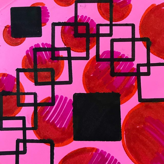 #circlesandsquares #2019drawings #pathofpatterns #patterns #collage #pens #sharpies #stencils #layers #drawing #gelpens #smalldrawing #abstract #brooklynartist #newwork #artist #cigarboxseries #artwork #stencilsandpens #textile #tactile #texture #col