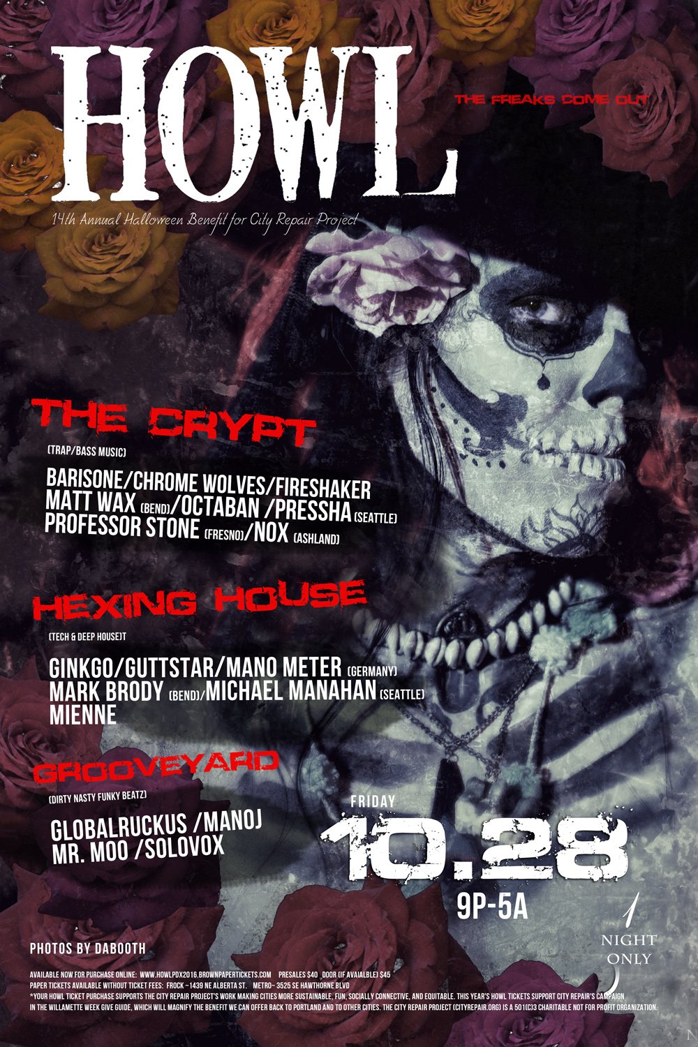 HOWL is a long-standing benefit party for the non-profit: City repair Project of Portland. 
