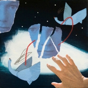 5" x 5" Collage. Acrylic painting. Paper on wood. #5