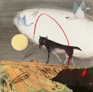 5" x 5" Collage. Acrylic painting. Paper on wood. #4 SOLD