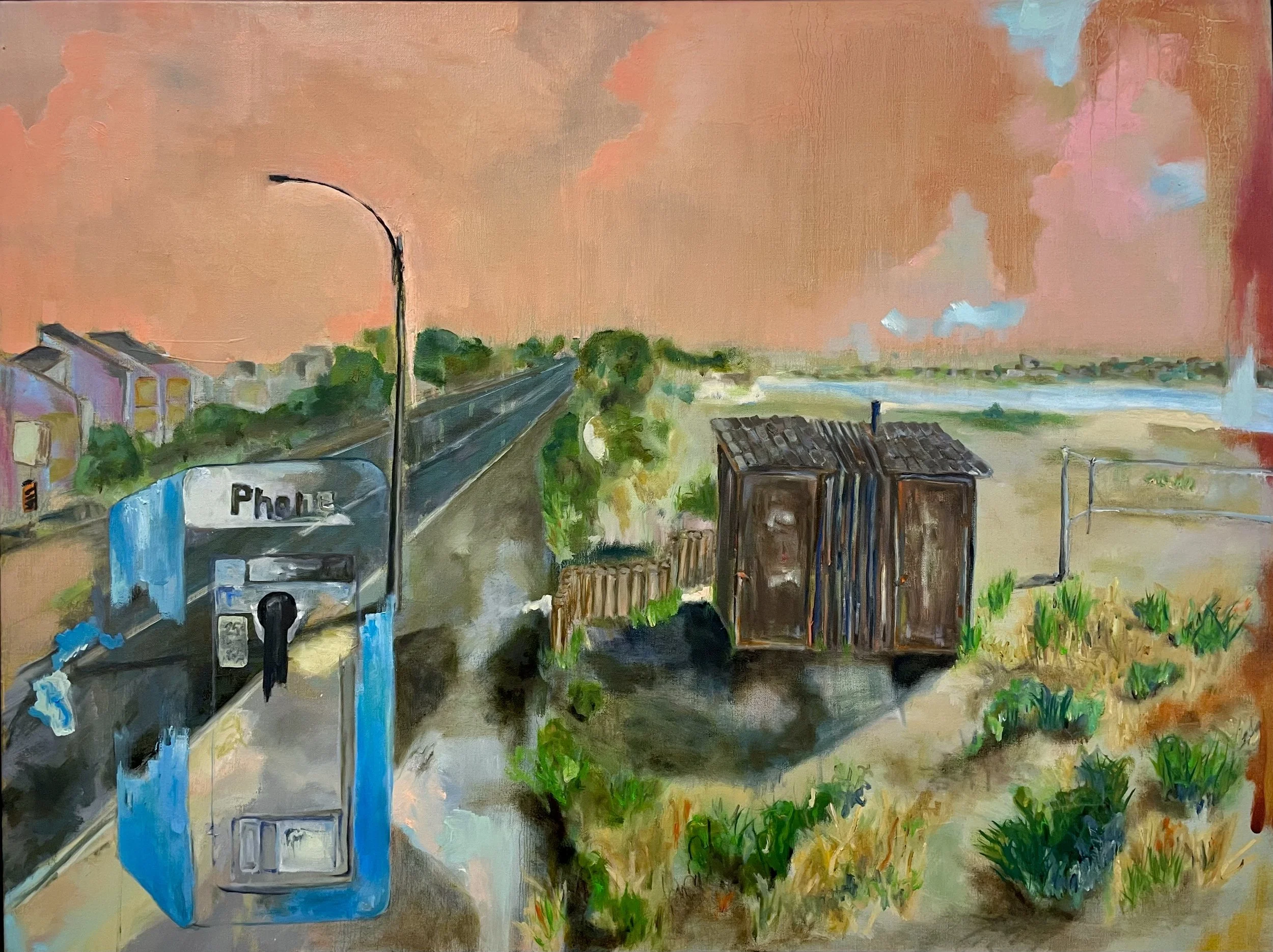 "Disappearing Acts" 2025, 30" x 40", oil on linen 