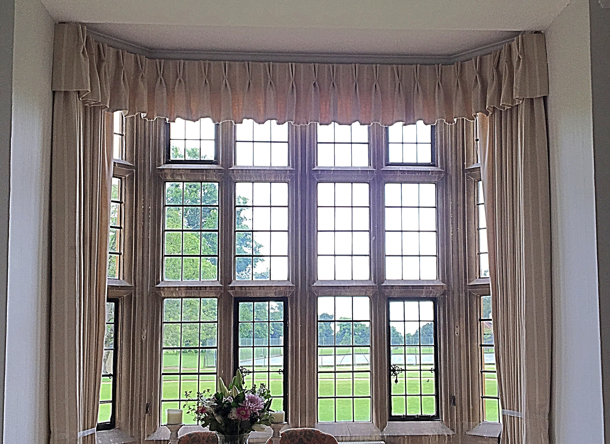 Triple Pinch Pleat Valance, Interlined Curtains, Private Boarding School In Oxfordshire