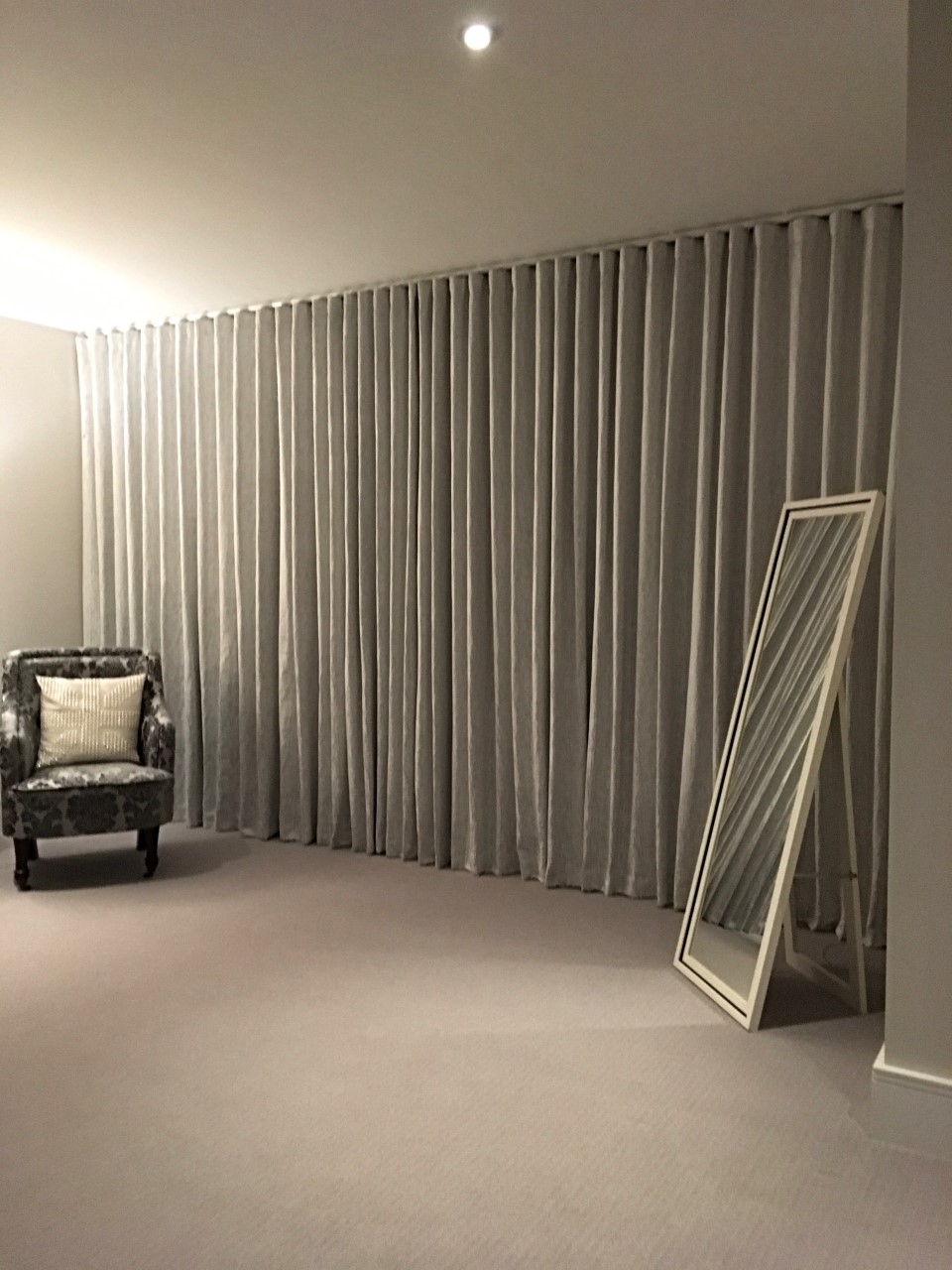 Wave Headed Floor to Ceiling Curtains. Xander Collection by Villa Nova Fabrics