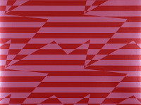 Stripey Zig Zag Birds Wallpaper, Crimson (Copy)