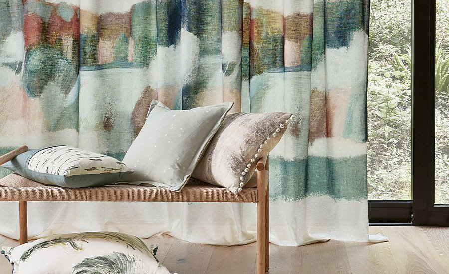 Villa Nova Elvenden Designer Fabric Blue Cushion Throw Pillow Cover 