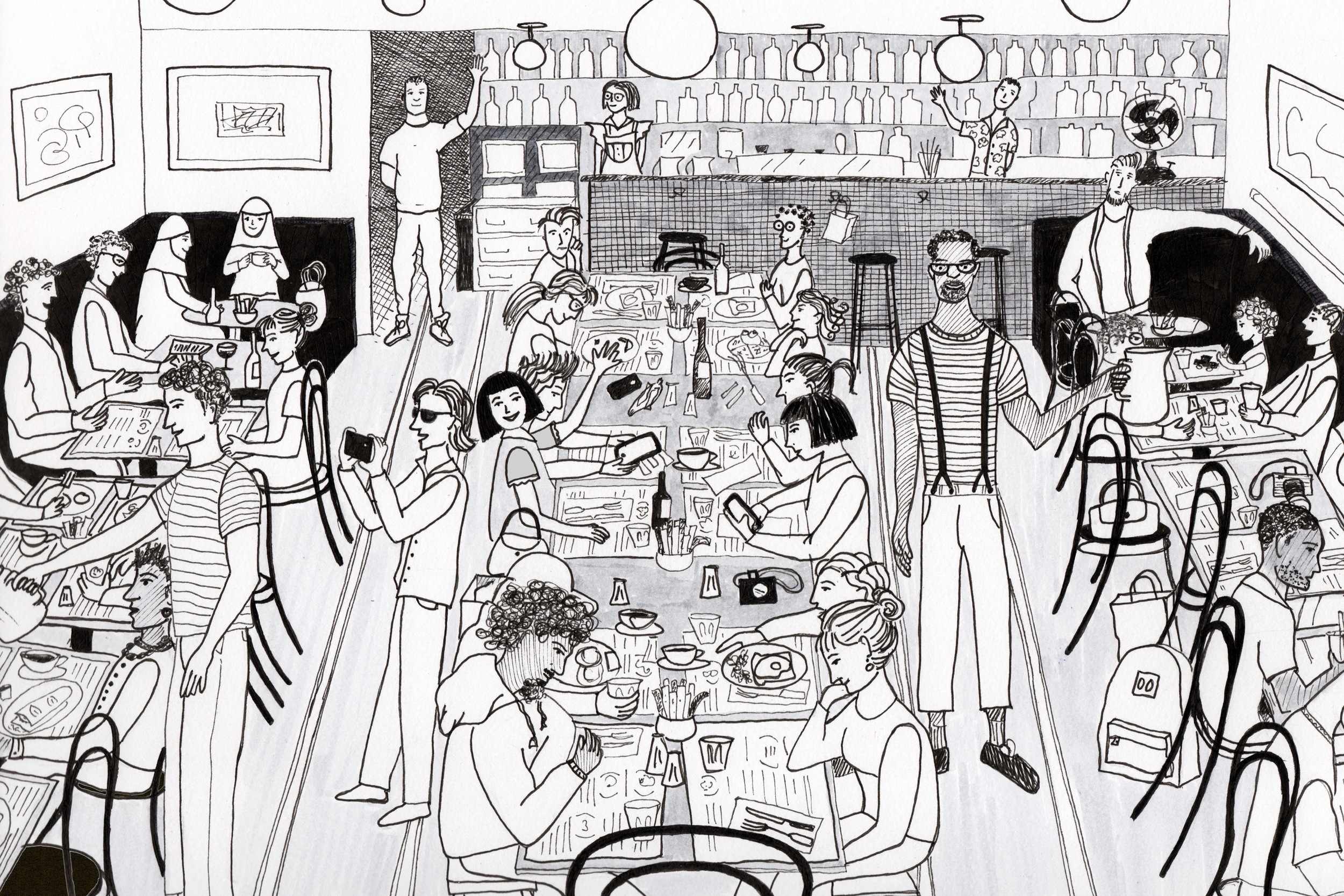 Original Art for Jack's Wife Freda Restaurant, NYC