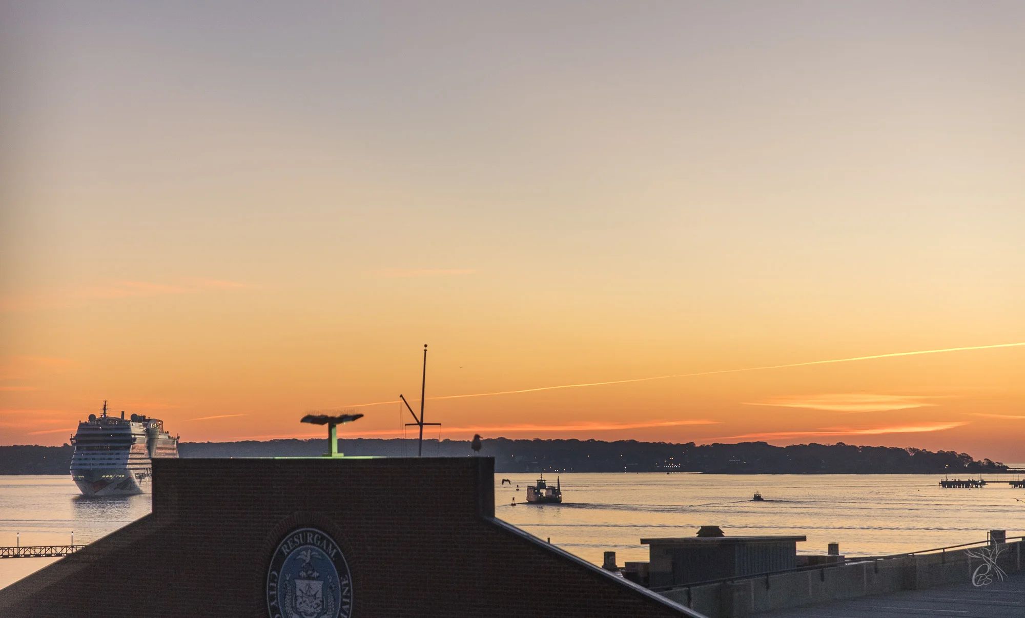 Cruise ship leaving Portland Harbor