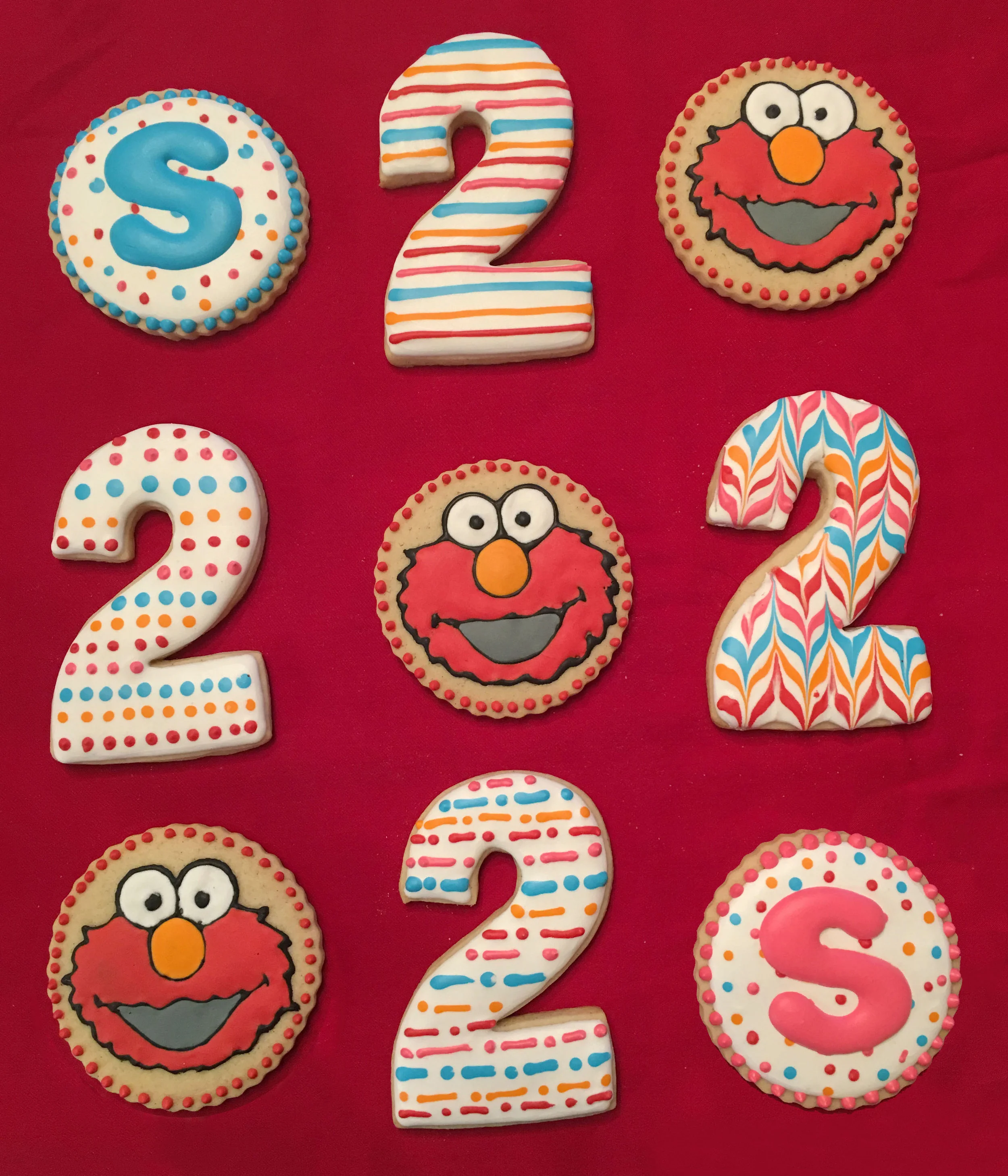 Silly Monkey Cookie Company Elmo second birthday cookies