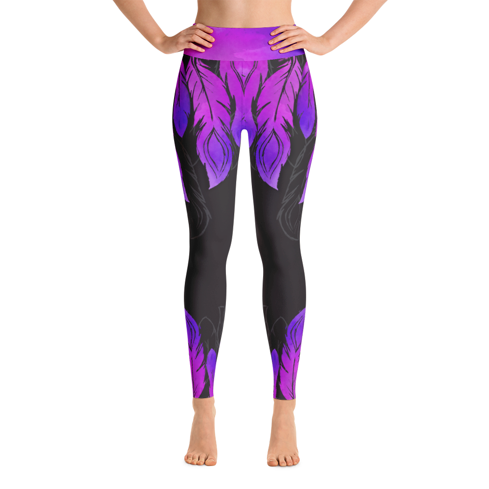 Purple Feather Yoga Leggings — Courageous Creativity