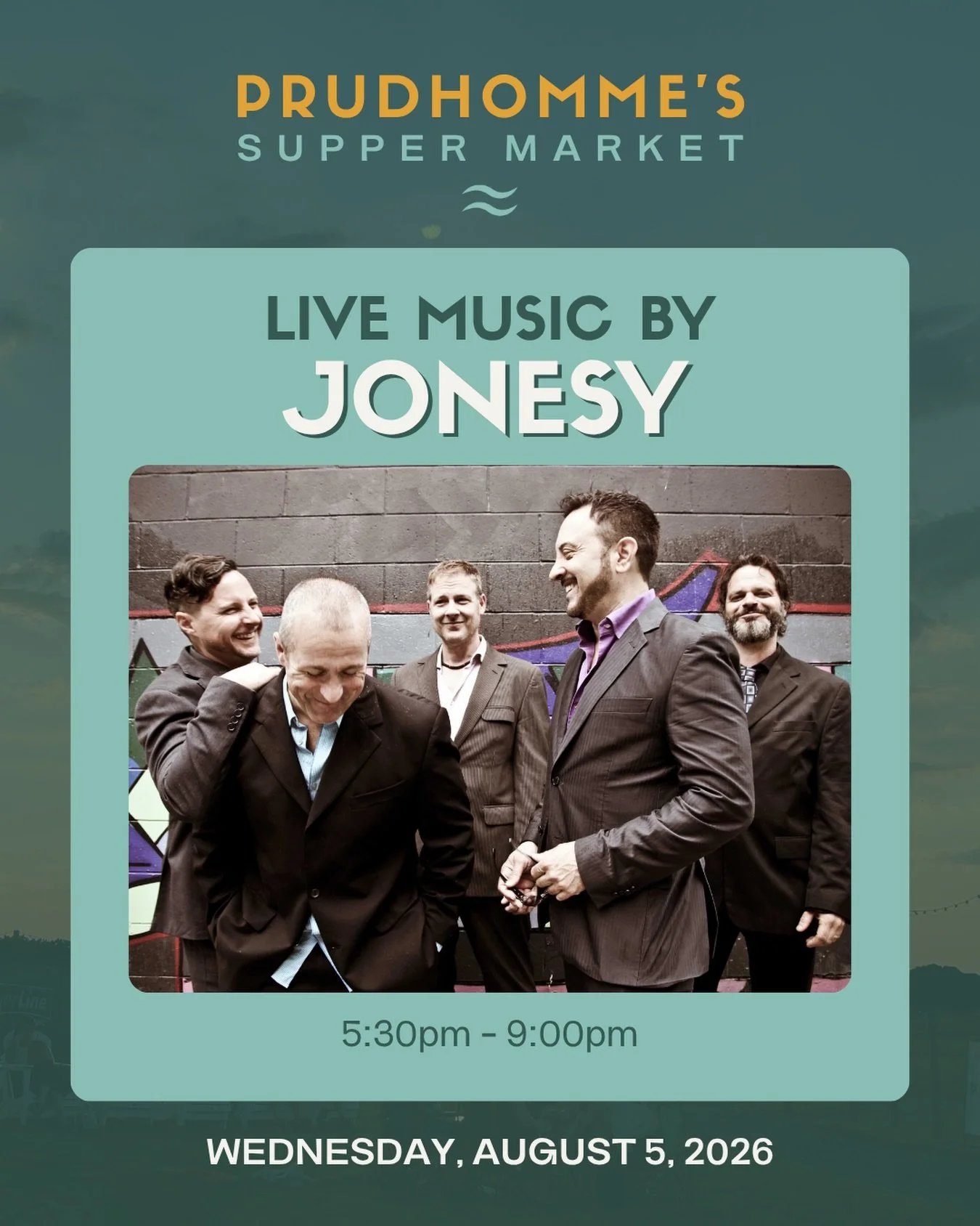 ARE YOU READY TO BOOGIE?!🕺💃

🎶 @jonesyniagara is joining us at Prudhomme&rsquo;s Supper Market this week, and we couldn&rsquo;t be more excited! Will we see you there? 🤔

🗓️ Wednesday, August 5, 2026
⏰ 5:00PM - sunset
📍 3329 North Service Road,