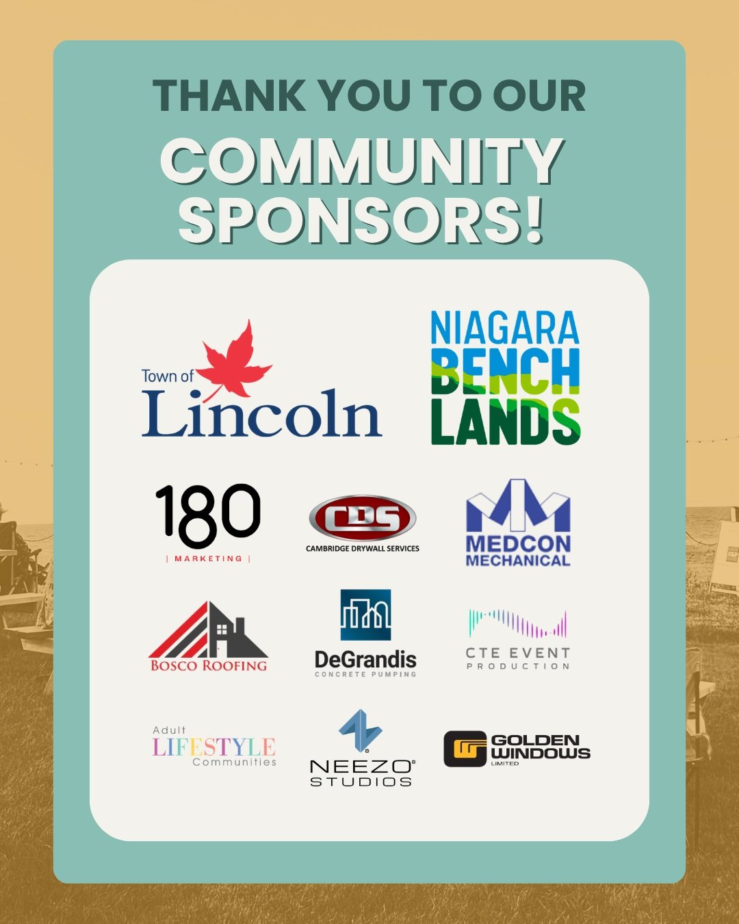 A little moment for some of our incredible sponsors! 🌟

Our Community Sponsors have made the premiere season of Prudhomme's Supper Market possible. We are so grateful for their support! 🧡🫶

Many thanks to:
@townoflincoln
@niagarabenchlands 
@180ma