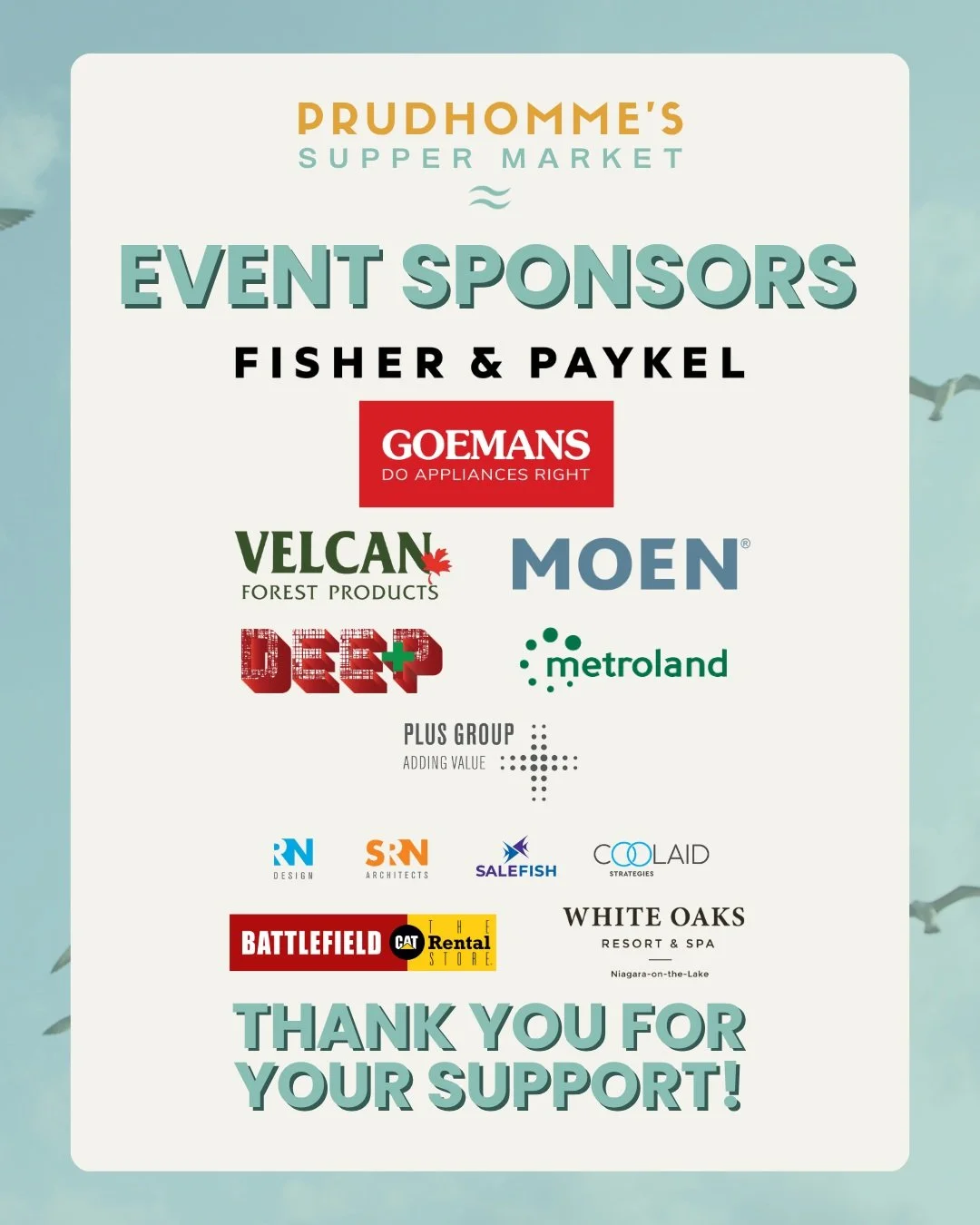 🌟 Sponsor Spotlight! 🌟 

We are lucky to have an incredible group of Event Sponsors that have made our supper market dreams a reality. We truly appreciate your support! 

Many thanks to:
@fisherpaykel 
@goemans_appliances 
Velcan Forest Products
@m
