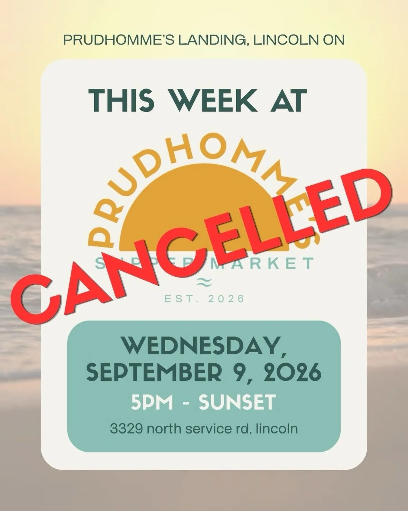 Well, Mother Nature had other plans for us once again. 🌧️

Unfortunately, today&rsquo;s Prudhommes Supper Market has been cancelled due to the weather. As this was our final scheduled market, this also brings our premiere season to an earlier-than-h