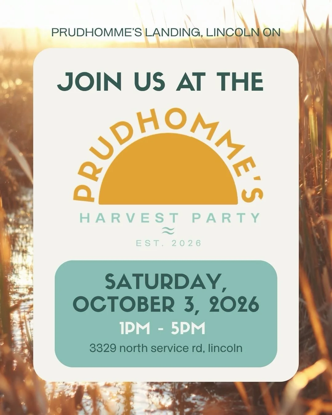 We can&rsquo;t wait to see you at Prudhomme&rsquo;s Landing this Saturday for our Harvest Party! 

Be sure to wear your cowboy hat and boots to celebrate. We are finally getting our country music fix! 🍁🤠🎶

🗓️ Saturday October 3rd, 2026
⏰ 1:00pm-5