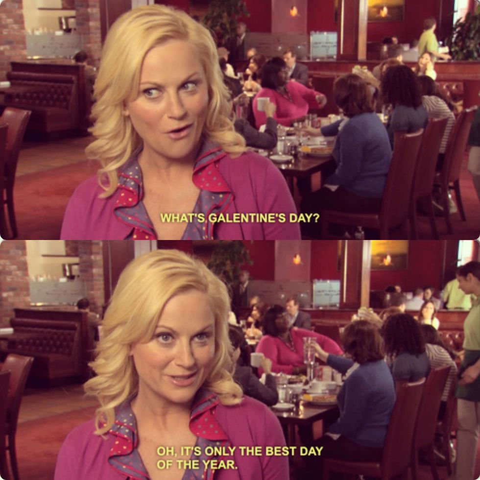 Leslie Knope from Parks & Rec taking about Galentine's Day