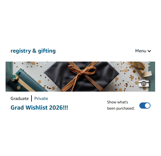 Amazon wish list registry banner
