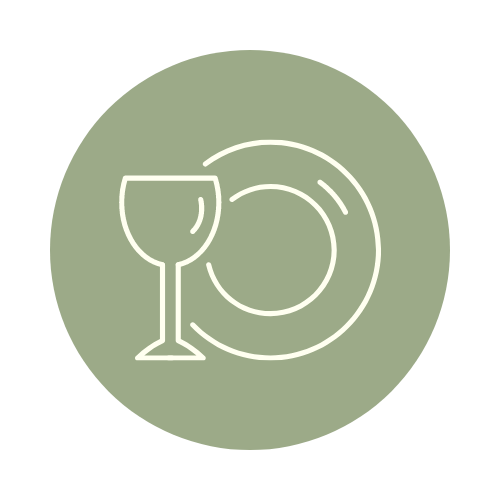 Green wine glass and plate