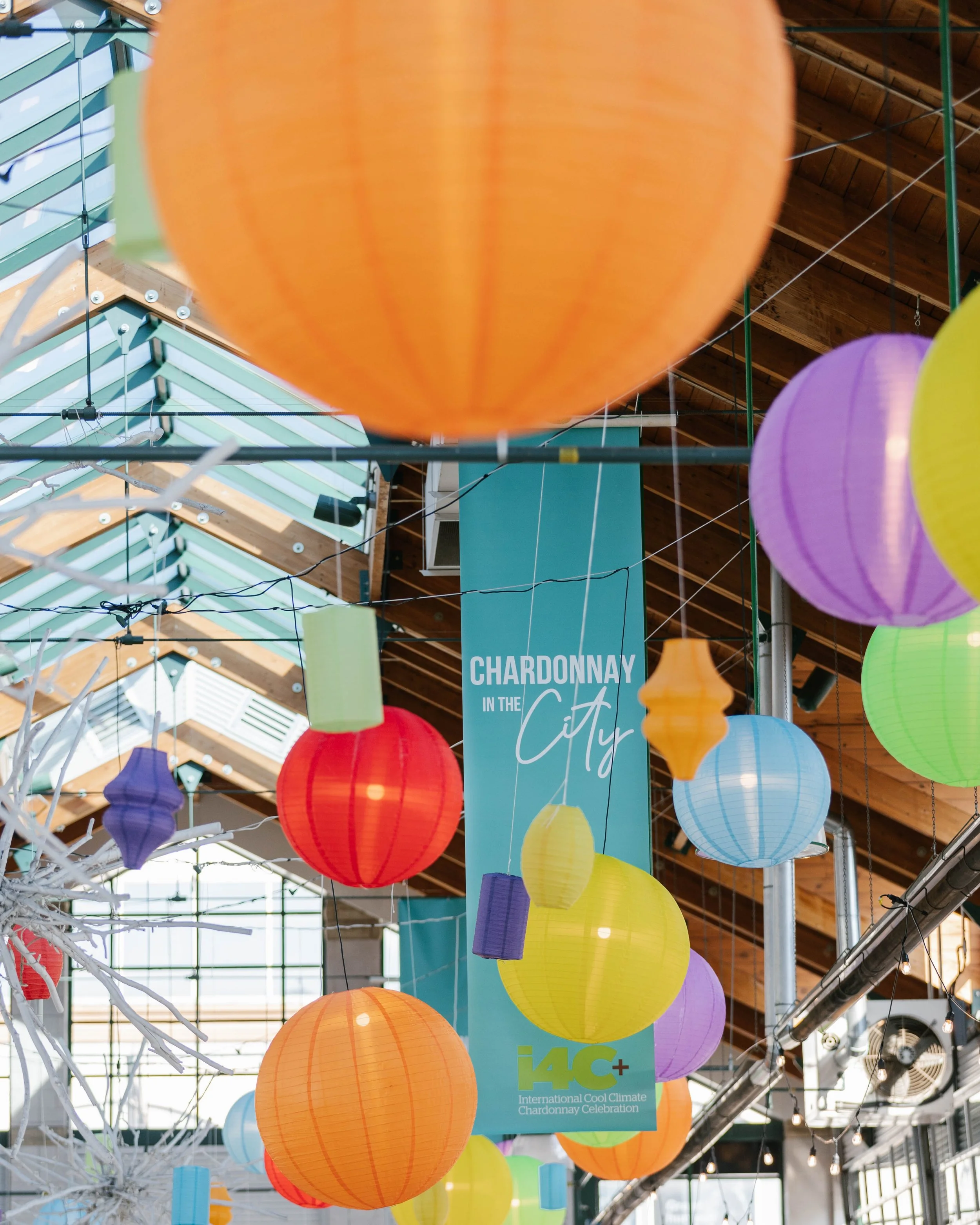 Paper lanterns set up for Friday Night Flights at i4C