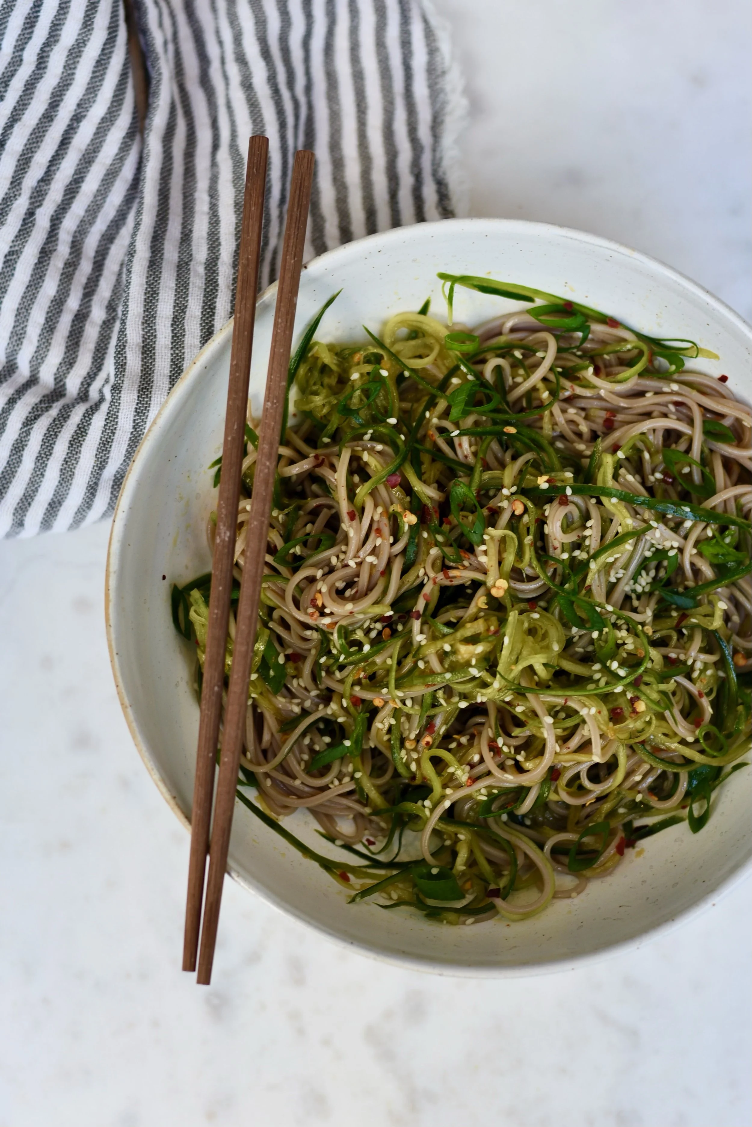 Cold Sesame Cucumber Noodle Salad