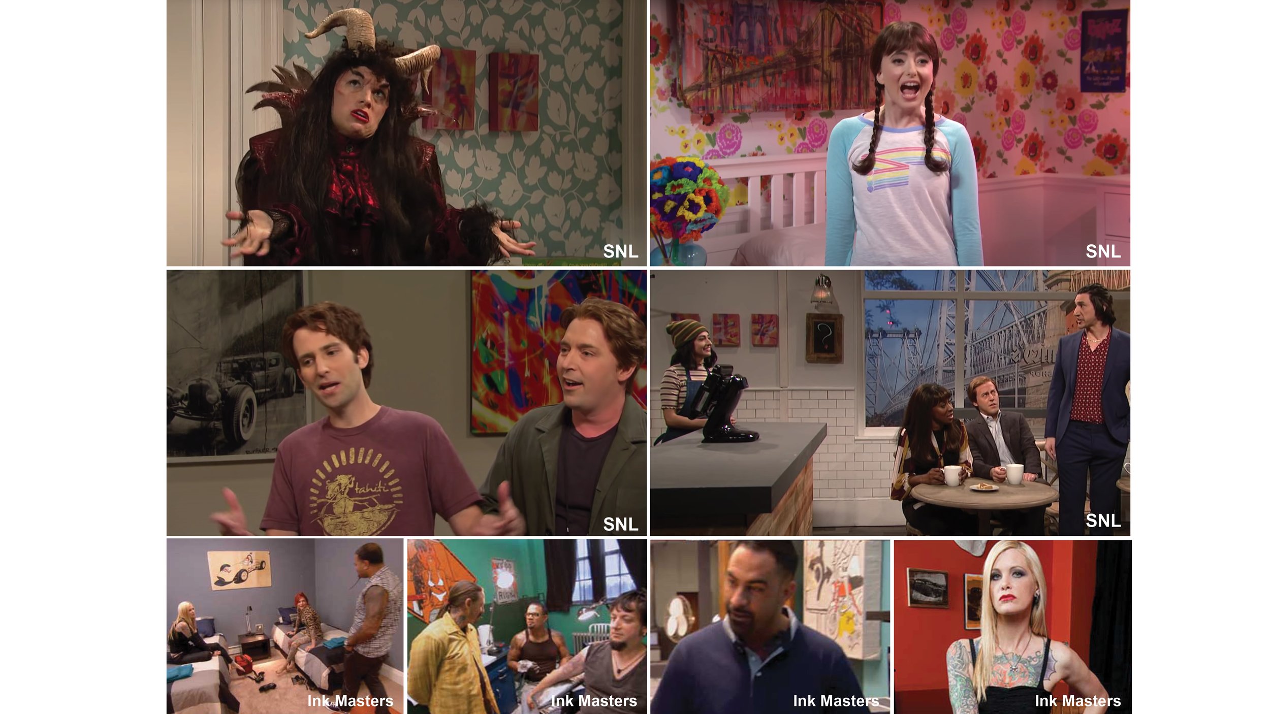 I am represented by a couple prop houses and my artwork has appeared on numerous productions including Saturday Night Live, Unbreakable Kimmy Schmidt, Law & Order: SVU, Elementary, The Blacklist, Bull, The Good Wife, Ink Masters, and Instinct.