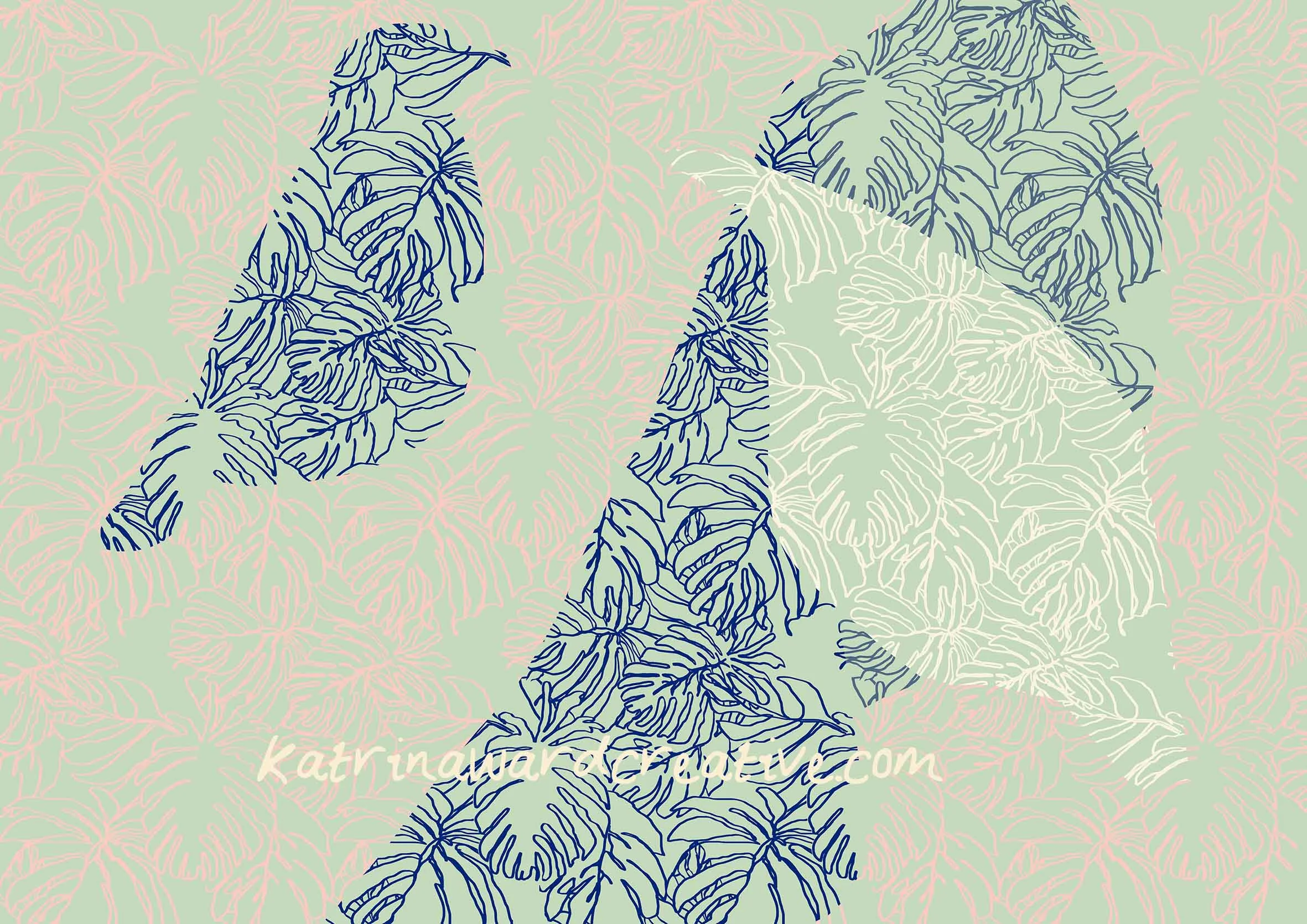 Another experimental textile design which, it turns out, I absolutely love as a painting. Can you see the birds? I love the navy just peeping through and the subtle pink on Resene Kandinsky