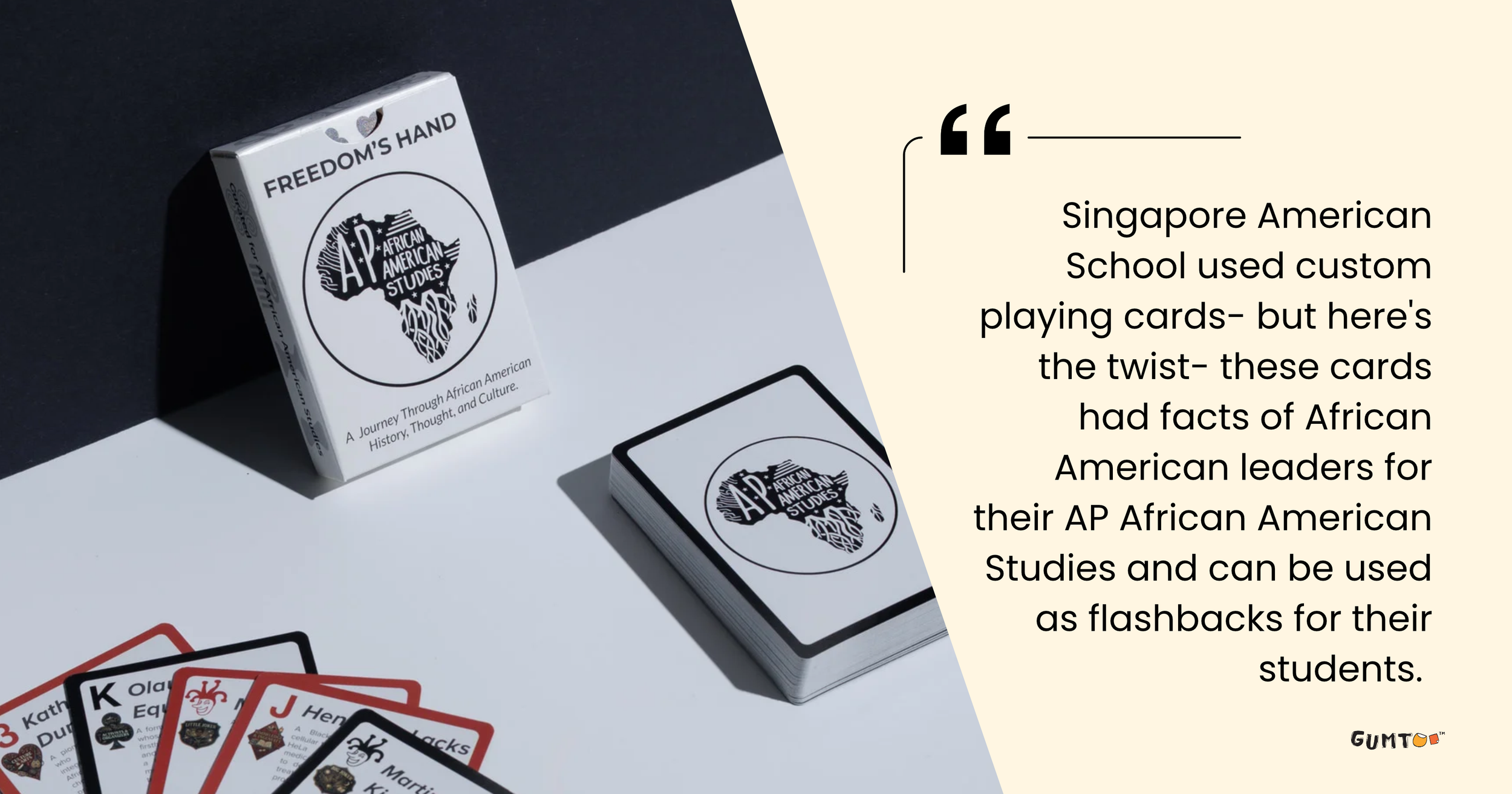 Singapore American School Freedom's Hand playing cards, international school custom merchandise for AP African American Studies