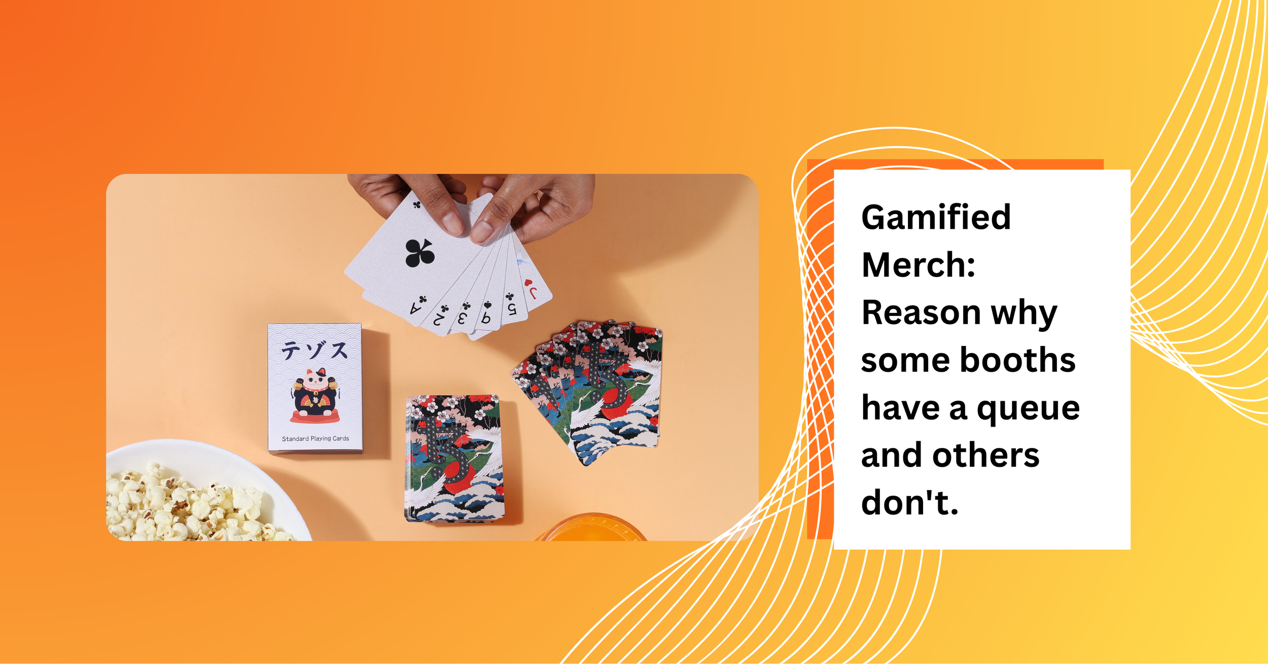Branded playing cards used as gamified merch at a blockchain conference booth
