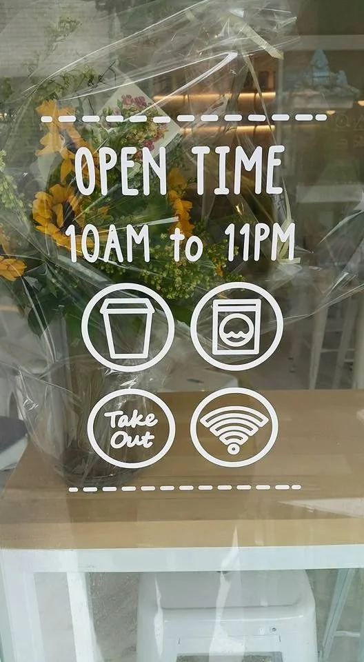 Café Timing Door & Window Sticker - Image Source: https://i.pinimg.com