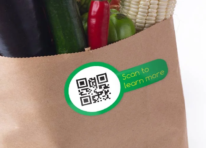 QR Sticker For Vegetable Shop - Image Source: http://www.discountstickerprinting.co.uk/adhesive-stickers-labels/qr-code-stickers.html