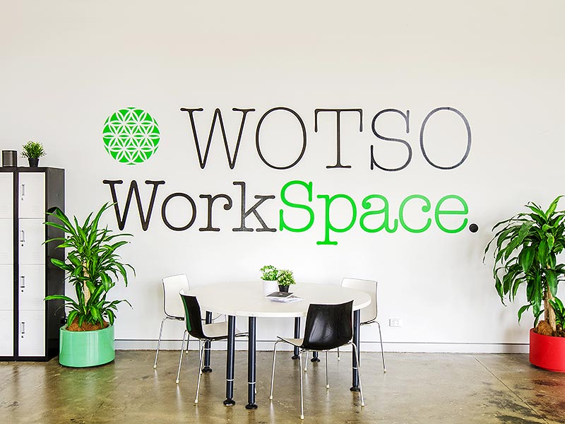 6. Creative Typography on the walls at Wotso Workspace in Canberra, Australia 