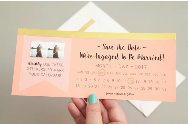 ENGAGEMENT ANNOUNCEMENT STICKER Image via Something Turquoise