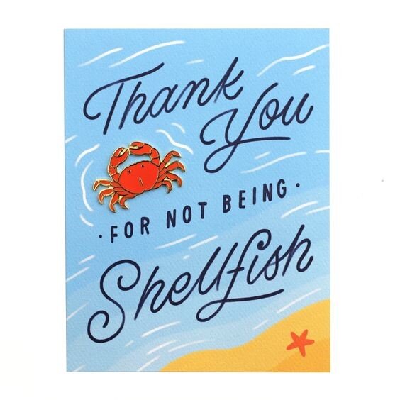 thank you for not being shellfish enamel pin backing card.jpg
