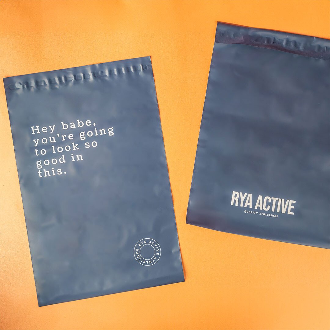 Custom made Poly Mailers for Riya Active. Get eye-catching branded poly mailers to send swag gifts or merchandise offering  remarkable versatility for packaging non-fragile items. Upgrade your brand&rsquo;s packaging today. Get a Quote now!
 

#Custo