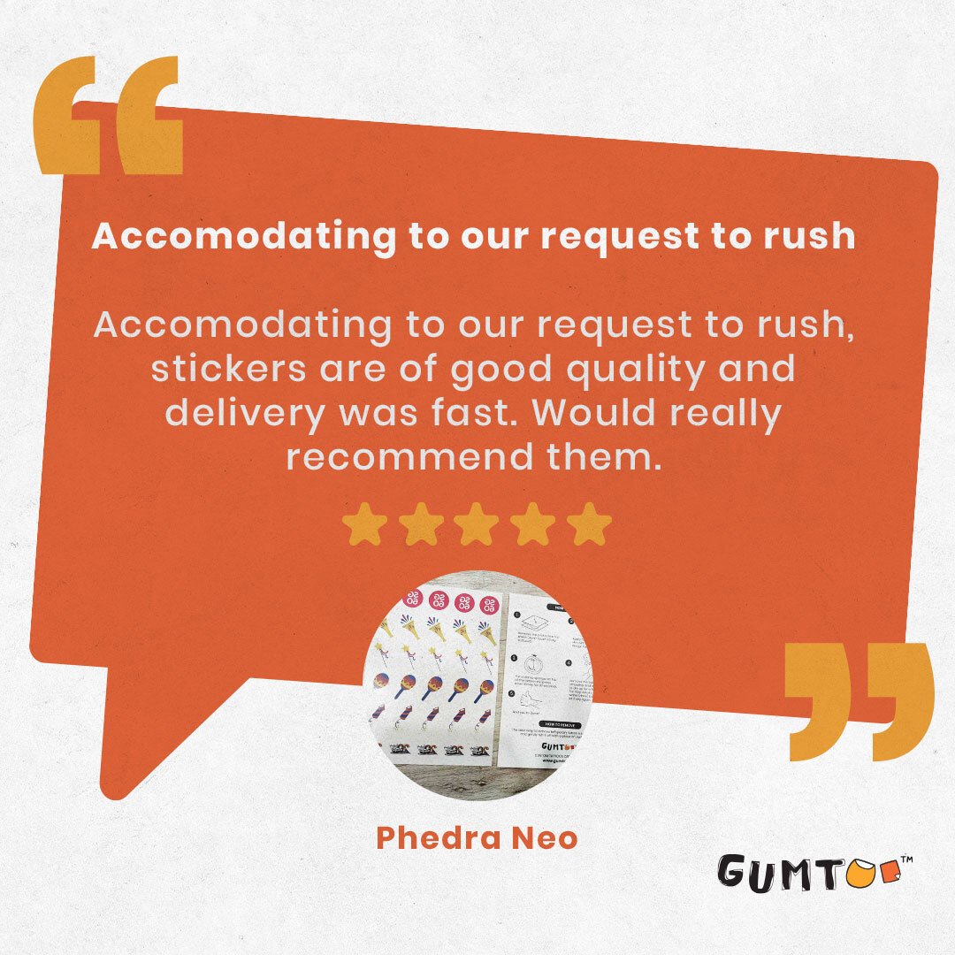 When speed meets quality. ⚡️✨Last-minute requests don&rsquo;t scare us&mdash;we deliver top-notch stickers fast and with zero compromise on quality. That&rsquo;s the Gumtoo way.
Need a quick turnaround without cutting corners? We&rsquo;ve got you. 

