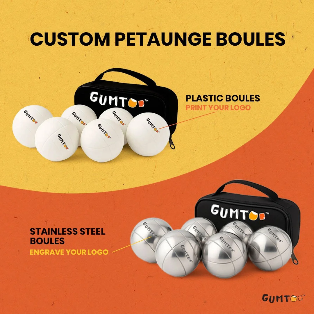 Metal or plastic, you decide how your brand rolls! 🏐✨Customize your P&eacute;tanque boules to match your style &mdash;✔ Plastic boules? Print your logo.✔ Stainless steel boules? Engrave it for a sleek finish.Perfect for clubs, events, or gifting &md