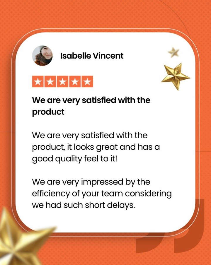A huge thank you to Isabelle Vincent for the kind words and trust in our team.
We&rsquo;re glad the products delivered both in quality and turnaround &mdash; especially under tight timelines. Always grateful to work on projects where every detail mat