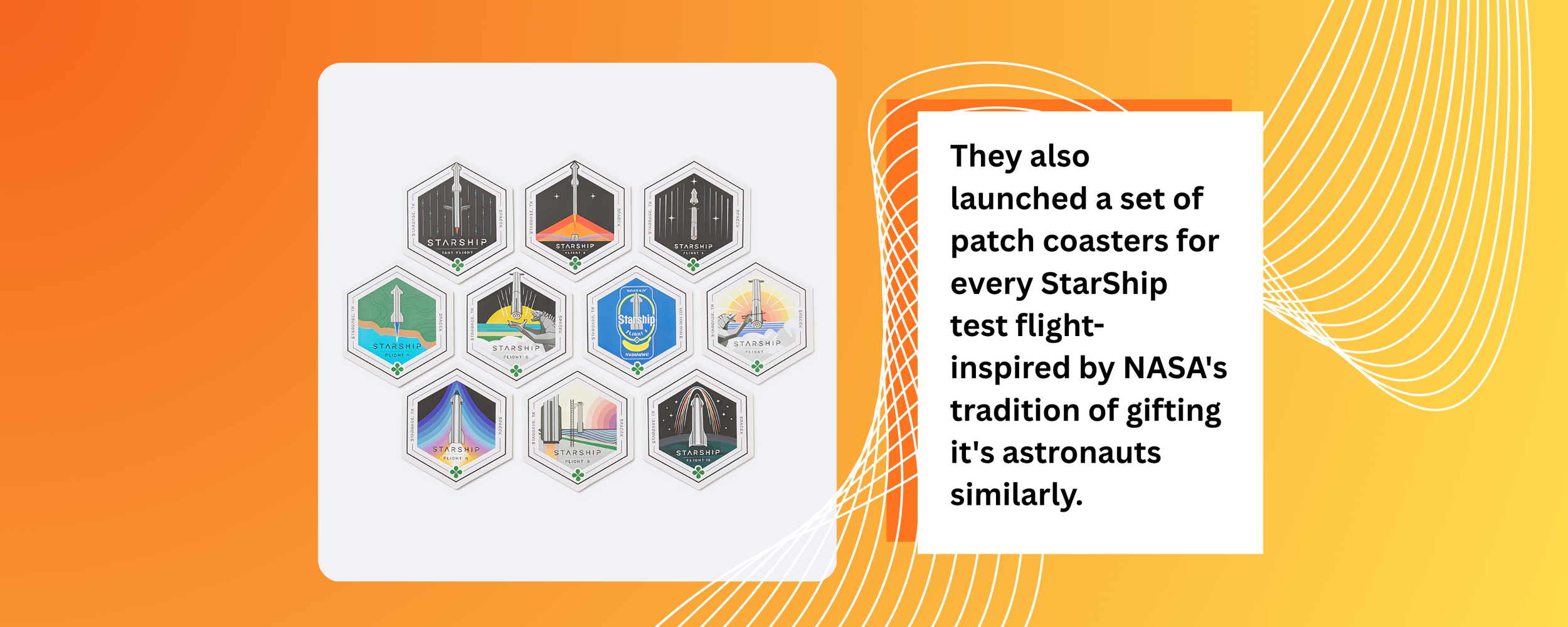SpaceX mission patch coasters – custom branded tech merchandise corporate swag Singapore