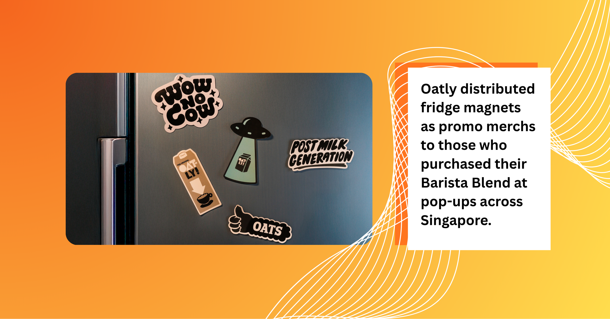 Promotional merchandise Singapore, Oatly fridge magnet