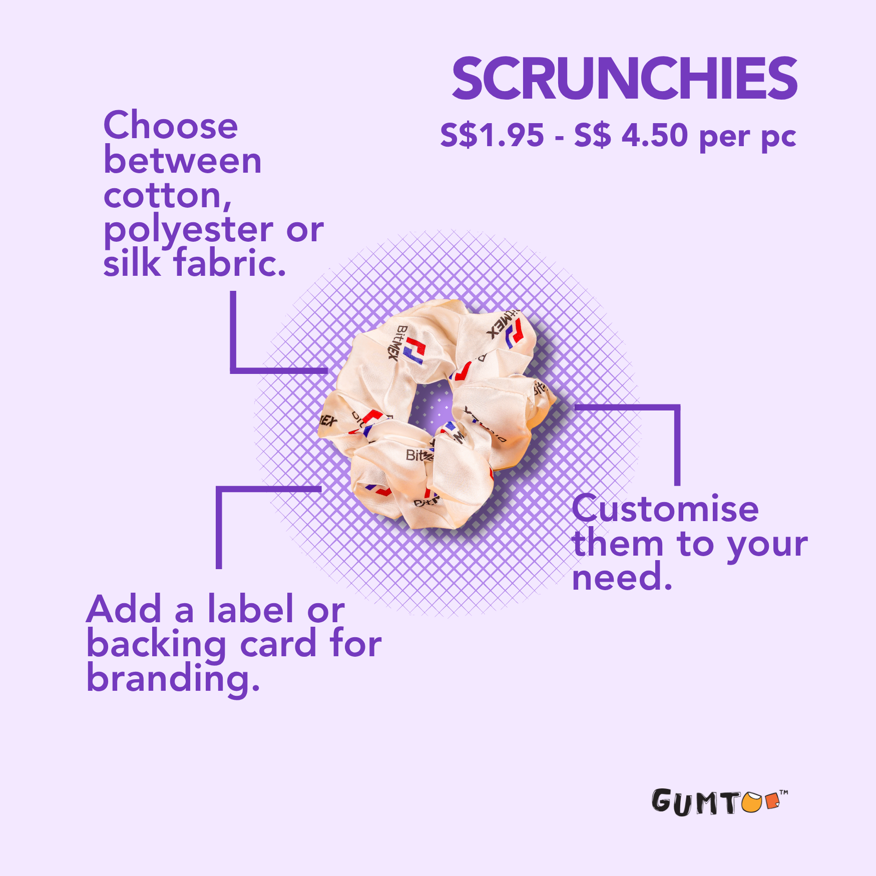 Promotional merchandise Singapore, branded scrunchies