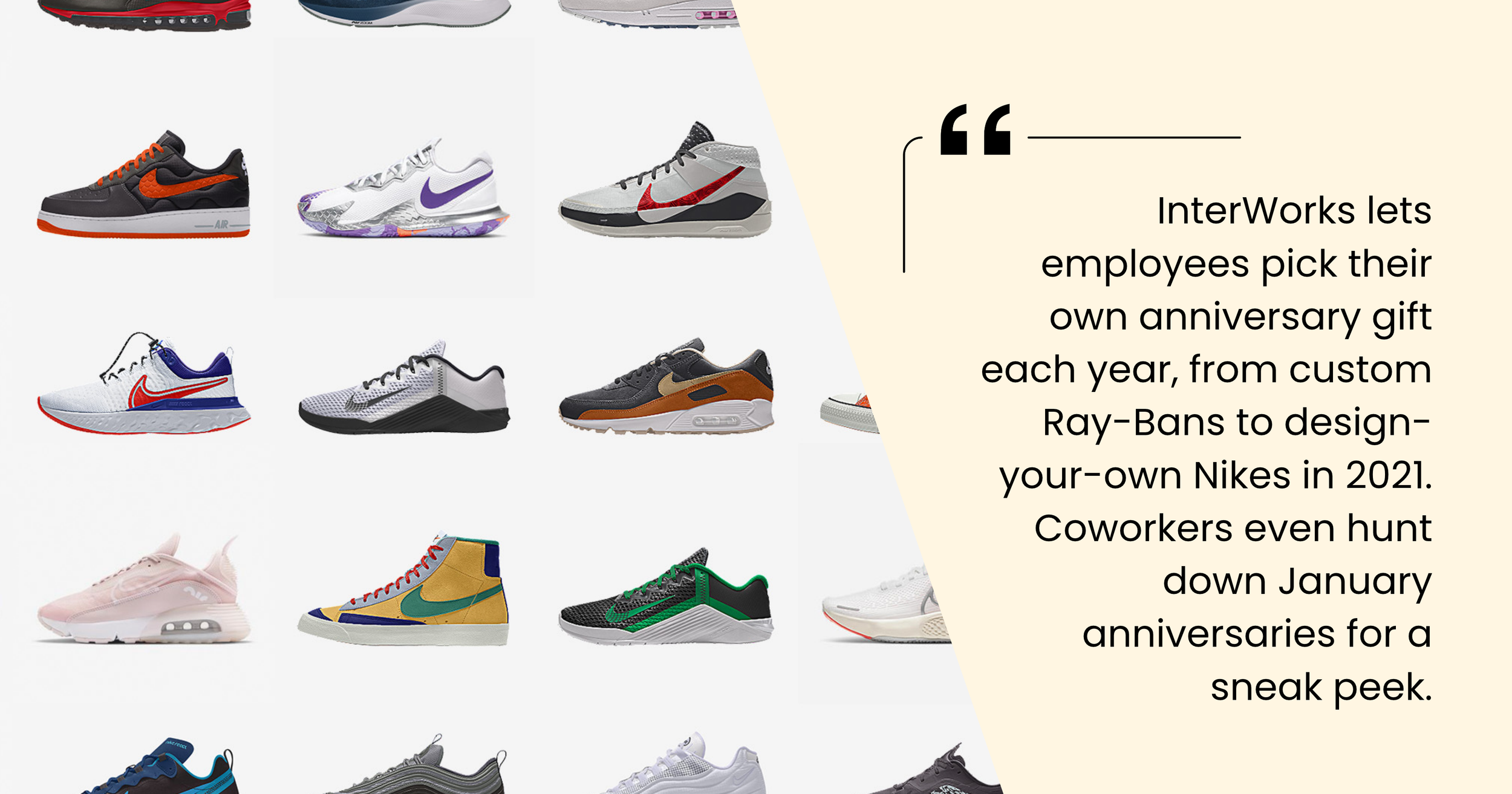 InterWorks custom Nike sneakers and Ray-Bans offered as work anniversary gift options