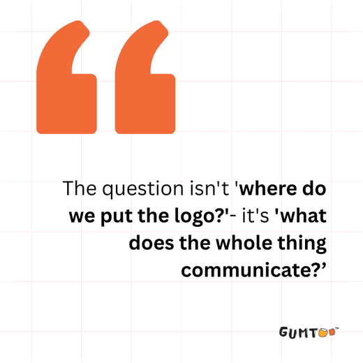 Quote on intentional design versus logo slapping in branded merchandise trends Singapore
