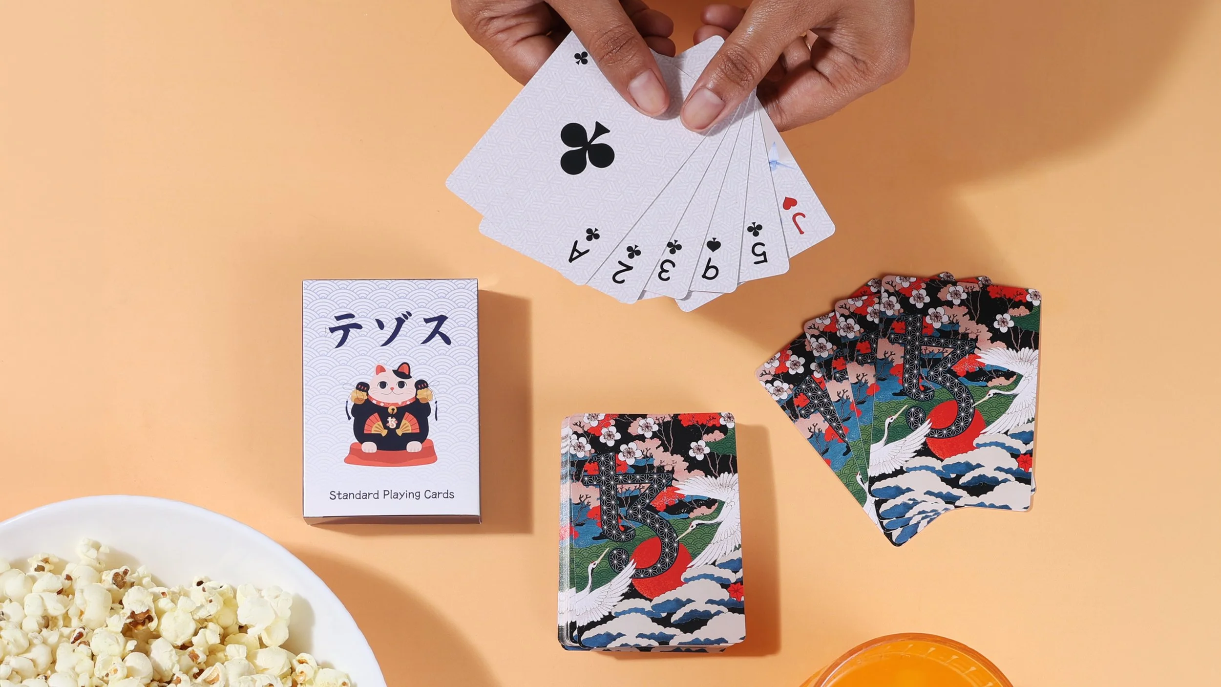 Tezos custom printed playing cards with Japanese artwork design and branded tuck box – NFT collectible merchandise Singapore