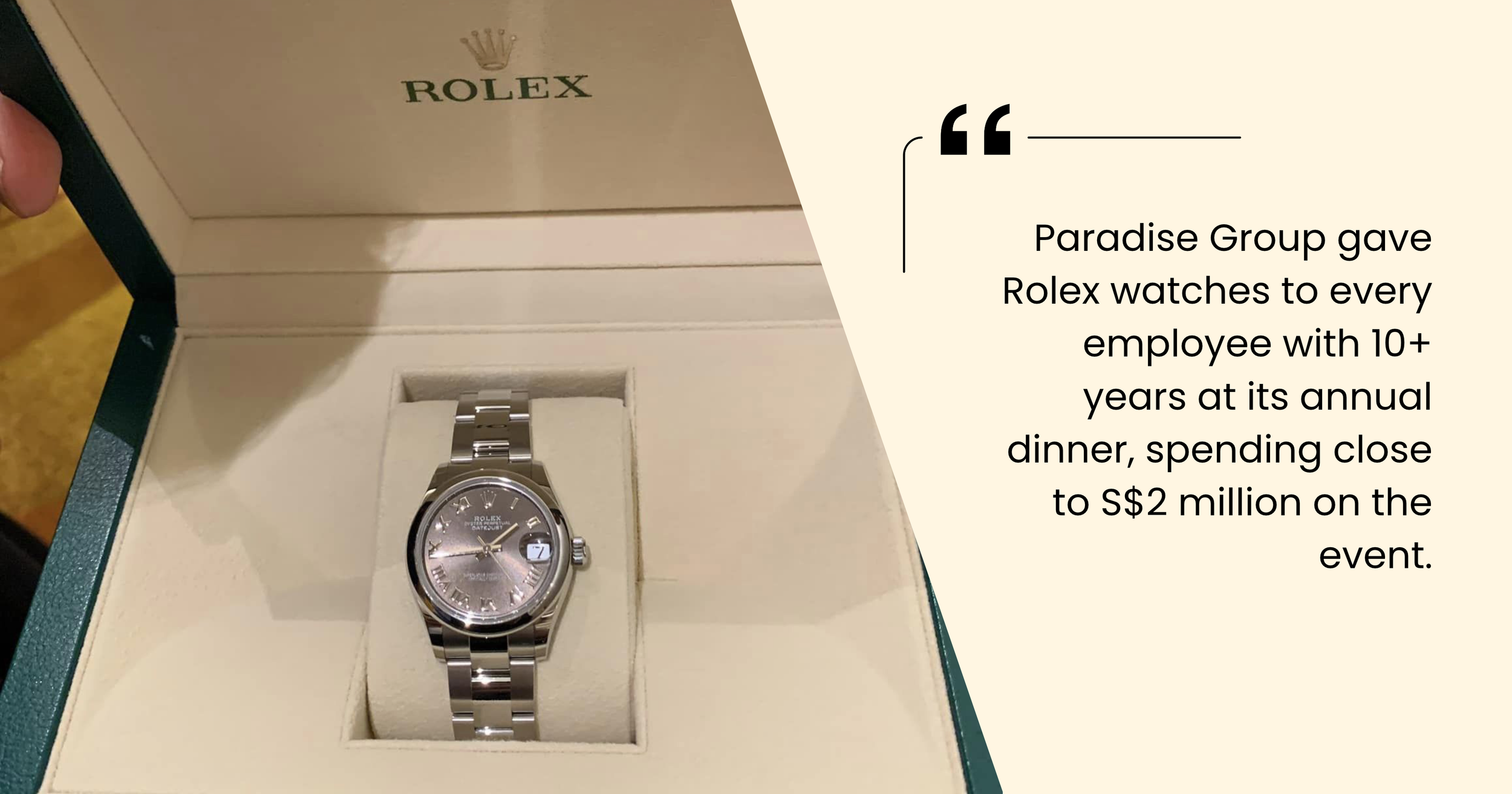Paradise Group long-service awards including Rolex watches and gold bars for employees