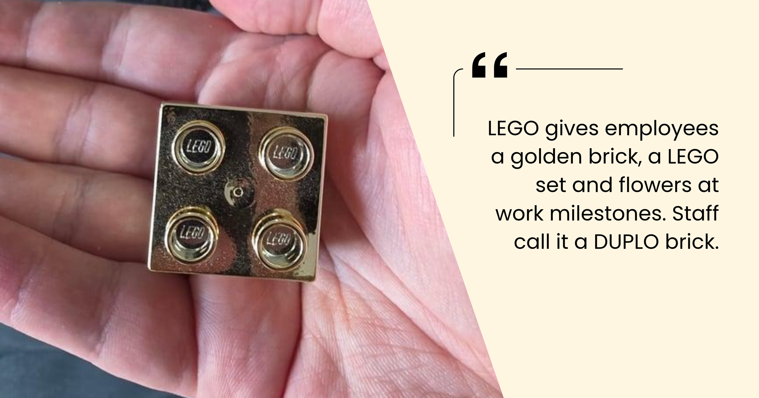 LEGO golden brick given to employees as a work anniversary gift